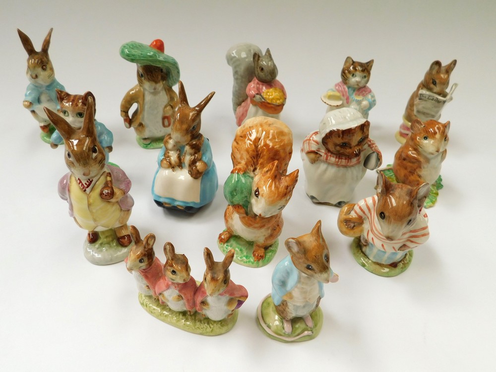 Beatrix Potter - a collection of 14 Beswick (brown backstamp) figurines to include ''Timmy Willie'',