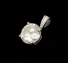 A diamond and 18ct white gold solitaire pendant, comprising a round brilliant cut diamond approx