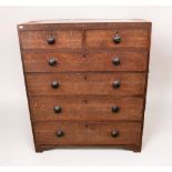 George III tall chest of drawers of two above three drawers