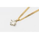 A diamond and 18ct gold solitaire pendant, comprising a round brilliant cut diamond approx 0.20ct,