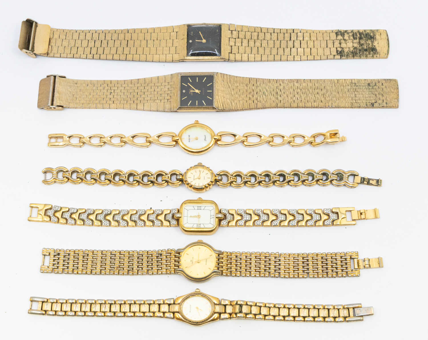 A collection of seven gold plated watches including ladies and gents Sekonda, Swiss Emperor,