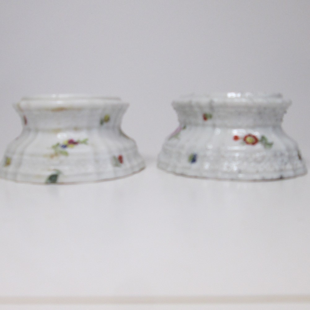 A pair of Volkstedt oval trencher salts painted with deutsche blumen Circa 1900 Size; height 4cm - Image 2 of 3