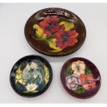 A Moorcroft Lamia design Coaster , designed by Rachel Bishop together with a Moorcroft Pansy