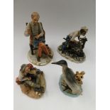 A collection of Capodimonte figurines - 3 gentlemen and one bird. (4)