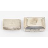 A William IV silver vinaigrette, rectangular with stepped cover and base, engine turned