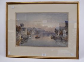 Thomas Dudley (British 1857-1935) water colour of the river Aire at York, 30 x 45cm, signed and