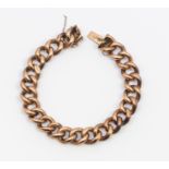 A 9ct rose gold hollow curb link chain bracelet, width approx 11mm, box clasp, length approx