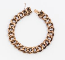A 9ct rose gold hollow curb link chain bracelet, width approx 11mm, box clasp, length approx