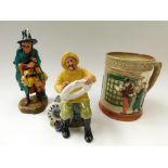 A large Royal Doulton Oliver Twist Tankard c1948 , together with a Royal Doulton Figure ,The Mask