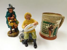 A large Royal Doulton Oliver Twist Tankard c1948 , together with a Royal Doulton Figure ,The Mask