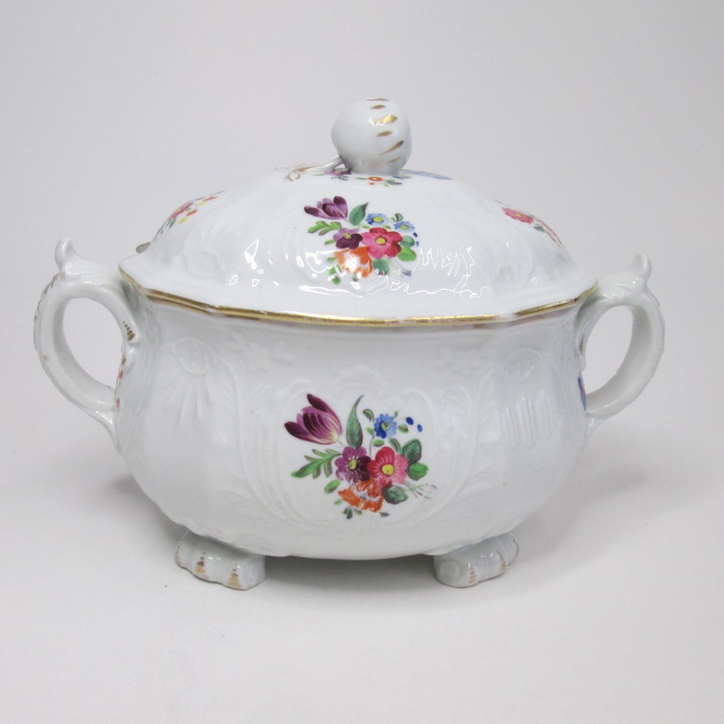 A small Coalport porcelain tureen white blind moulded- dulong pattern and painted with little floral - Image 3 of 5