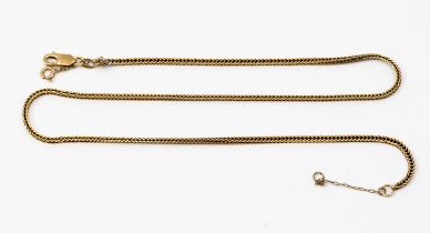 A 9ct gold herringbone chain link necklace, width approx2mm, length approx 17'', with safety