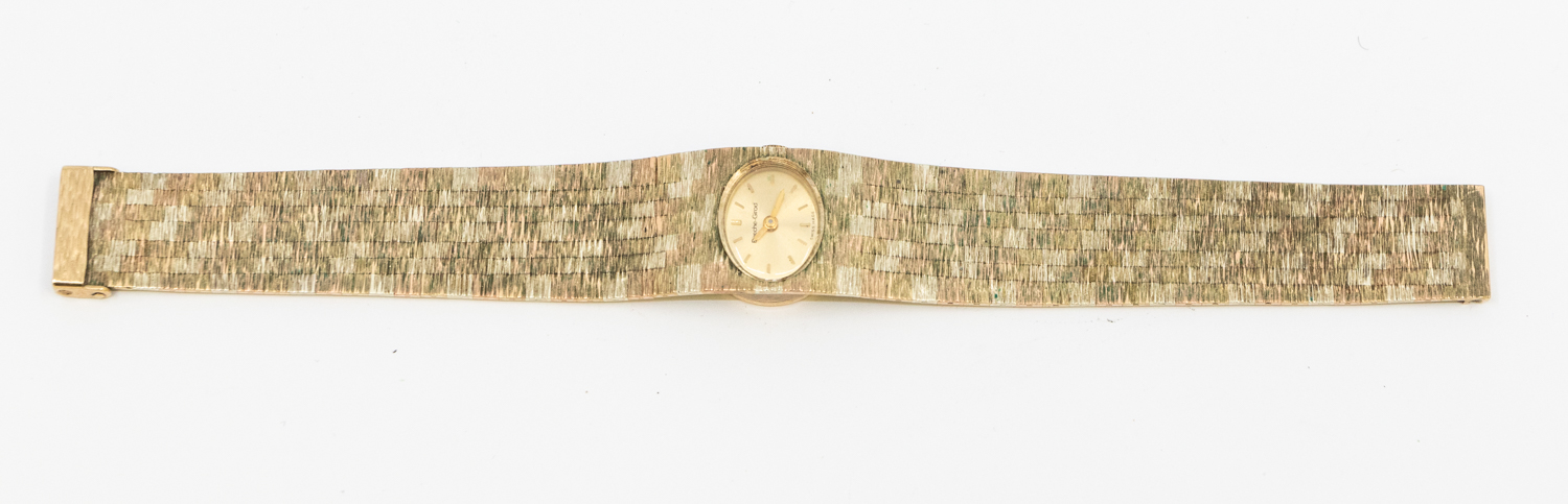 Bueche-Girod- a ladies 9ct gold tri colour wristwatch, comprising a signed oval gilt dial with - Image 2 of 2