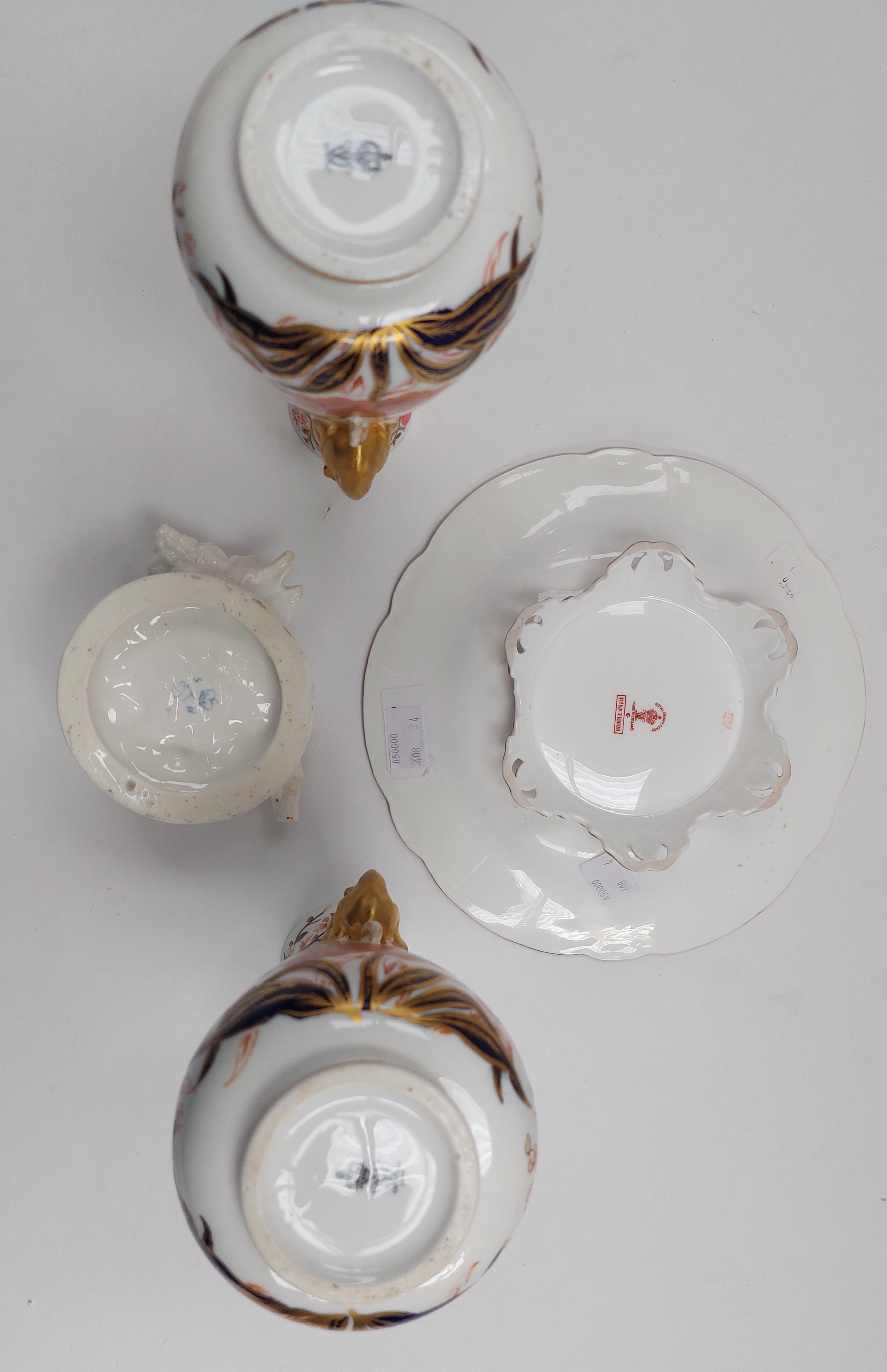 A pair of late 19th Century Royal Crown Derby vases, an early 20th Century Royal Crown Derby comport - Image 2 of 2