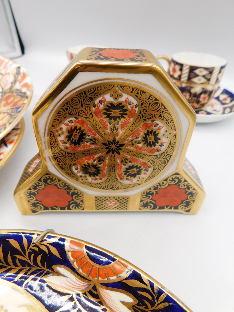 A boxed Royal Crown Derby Imari 1128 clock, together with other Derby items, including cup and - Image 4 of 4