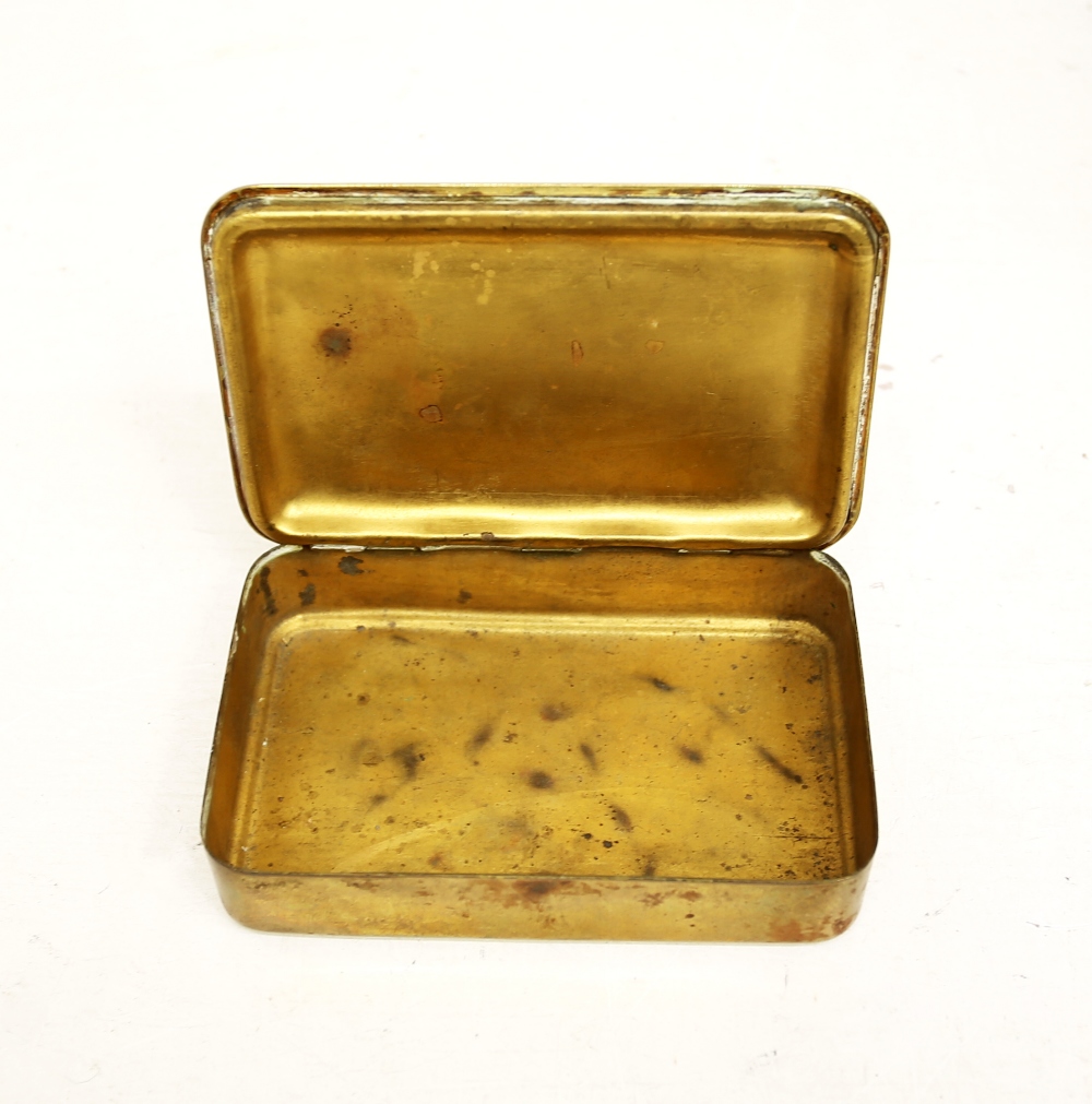 A Victorian metal cash/dispatch box with keys along with a WWI Christmas tin box, manufactured in - Image 4 of 4