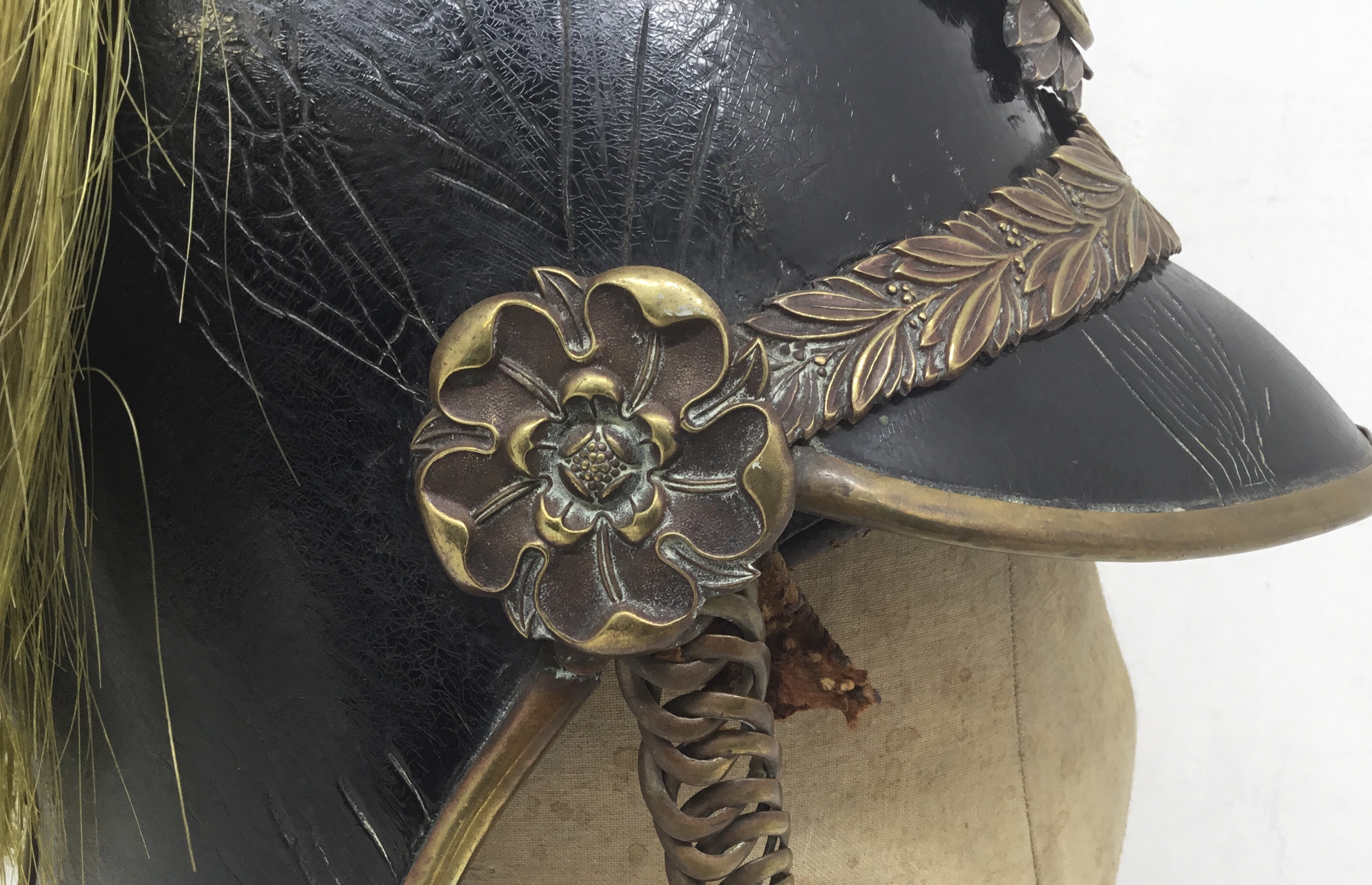 An early 20th century, Edwardian troopers helmet for the King’s Own Norfolk Imperial Yeomanry. - Image 6 of 12