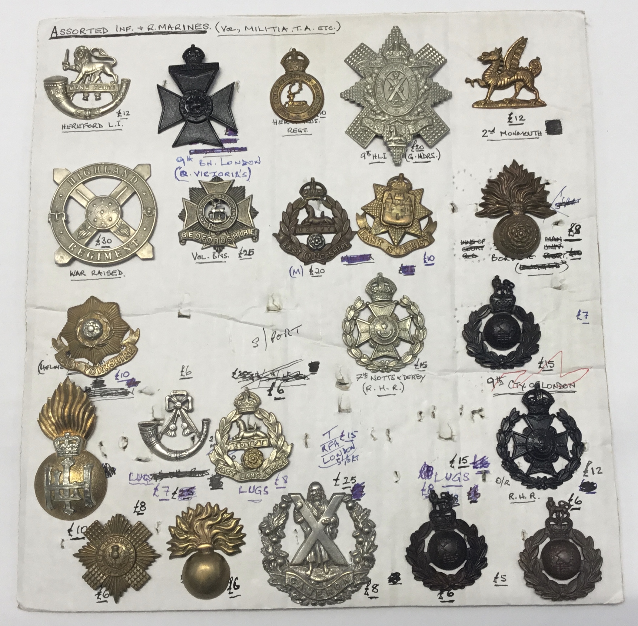 A selection of British military cap badges, and collar badges. Comprising of volunteer battalions, - Image 3 of 5