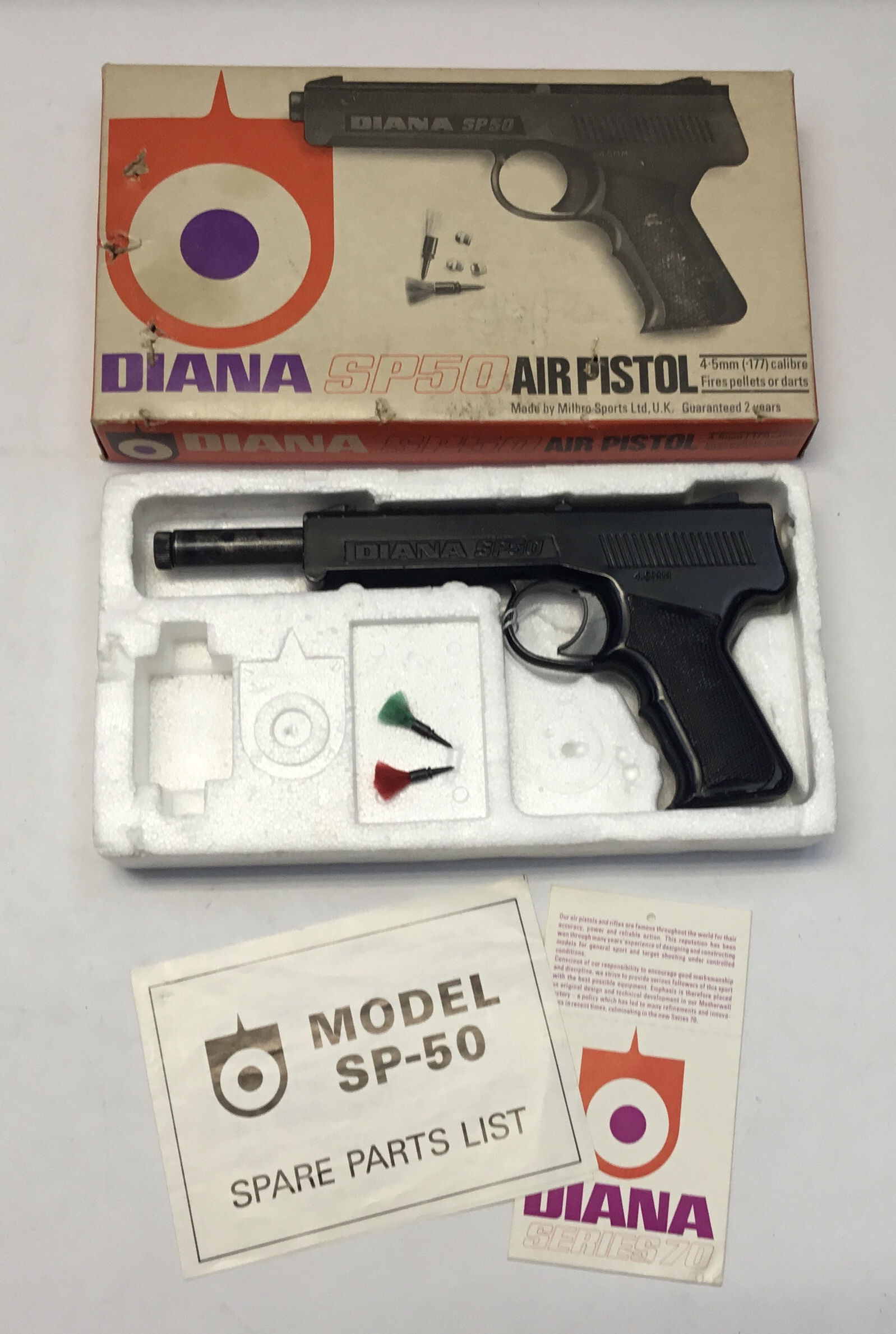 Diana SP50 air pistol with simple push-in barrel in .177. An excellent example of this unique and