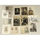 A quantity of WW2 German photographs, some signed, plus some German WW2 memorial death cards. To