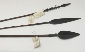 3 late 19th century Mahdist Sudanese spears, as collected from the field of the Battle of Omdurman