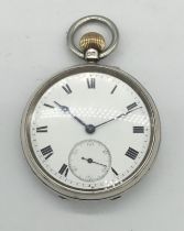 A WW1 era sterling silver English Lever pocket watch, by Goldsmiths & Silversmiths Co Ltd London, as