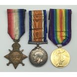 A WW1 1915 Star trio, awarded to E-1167 Pte Robert Samuel Burrage of the 17th (Empire) Battalion