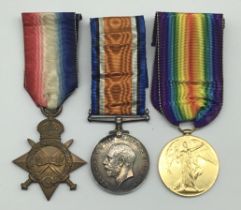 A WW1 1915 Star trio, awarded to E-1167 Pte Robert Samuel Burrage of the 17th (Empire) Battalion