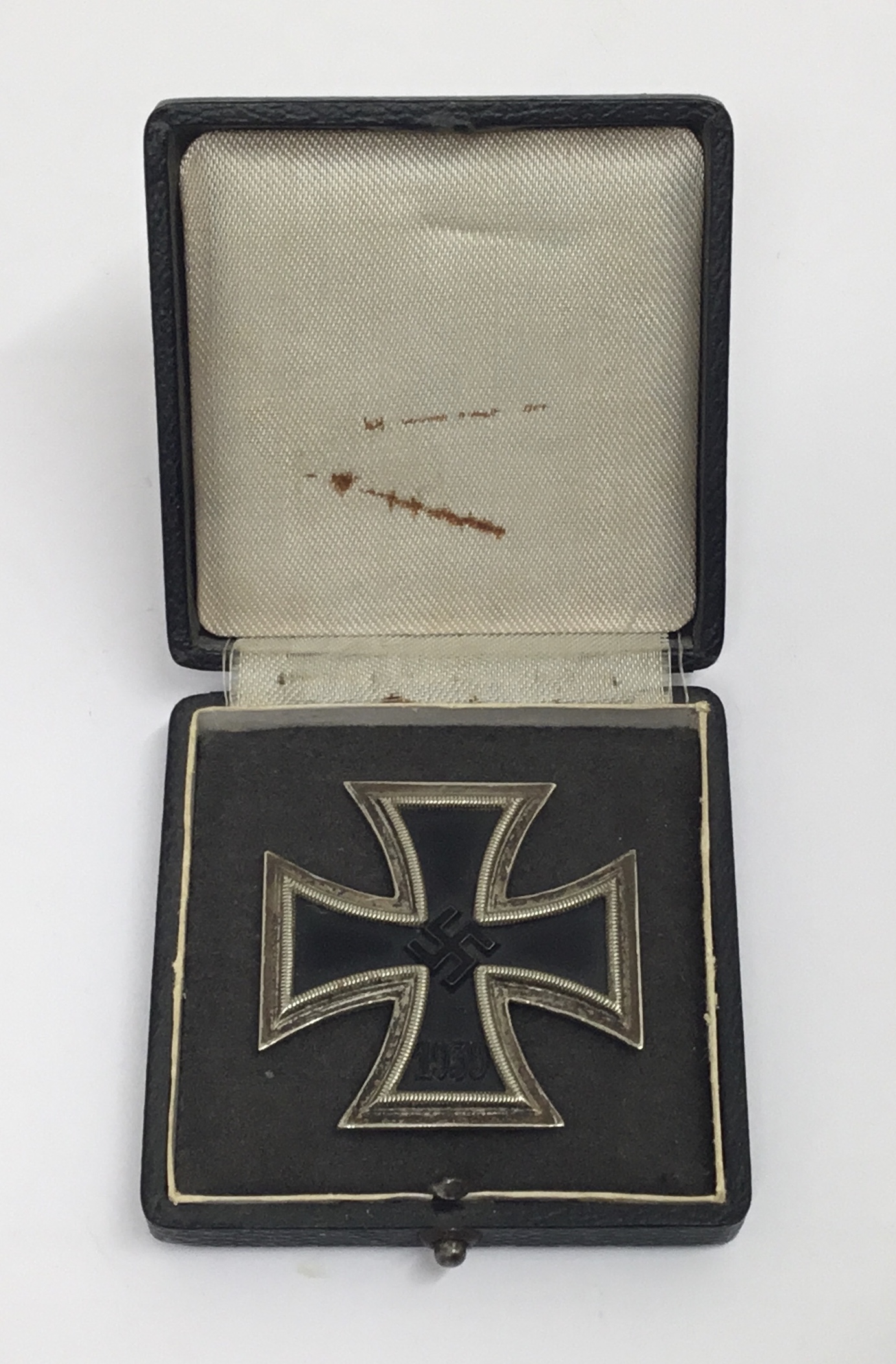 WW2 Iron Cross 1st class ‘EK1’ with case of issue, by Paul Meybauer. An unmarked example, but with