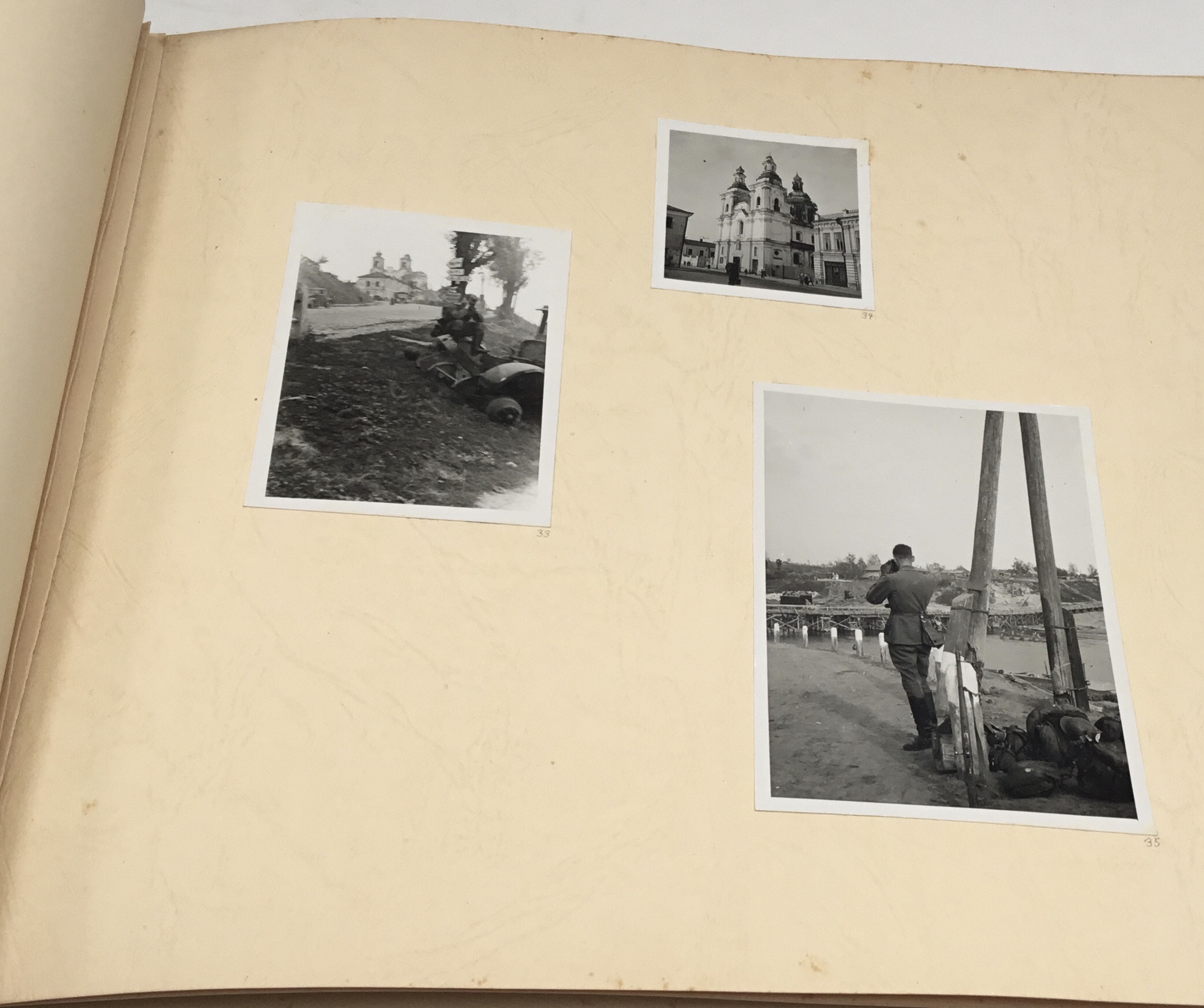 An interesting WW2 German photograph album, containing over 140 snapshot photographs taken by a - Image 7 of 10