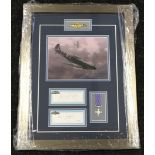 A good quality framed and glazed print of a WW2 Spitfire fighter aircraft, with facsimile
