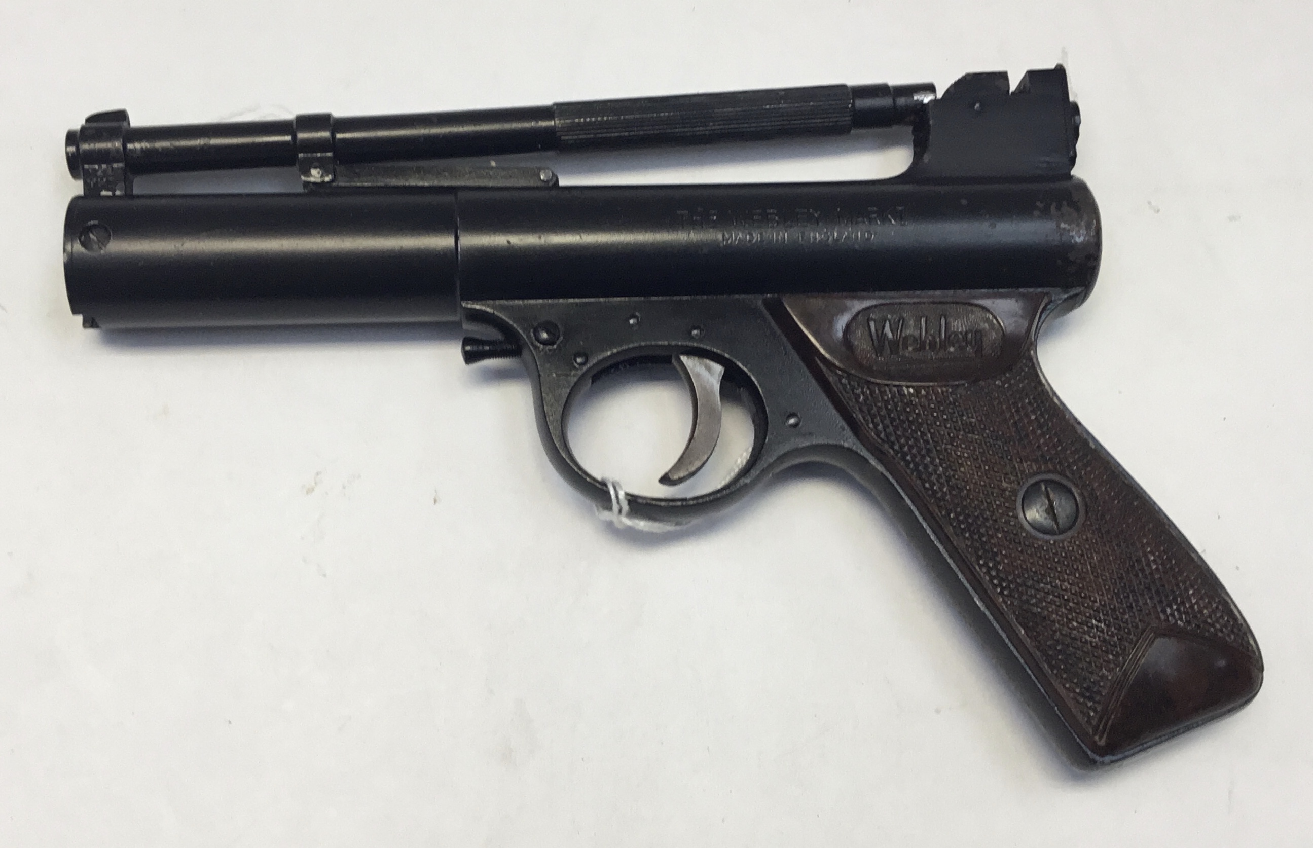 Webley Mk 1 over-lever air pistol in .22 with rifled barrel. A clean example of this popular