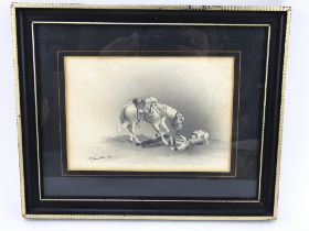 William Gunton, (19thC), en-grisaille watercolour and pencil study of a fallen Napoleonic soldier