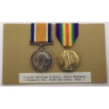 A WW1 medal pair, awarded to William Edward Toole of the Essex Regiment. To include: the British War