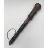 A fine quality Victorian 19th century tipstaff. Turned hardwood body, with ebonised handle and Royal