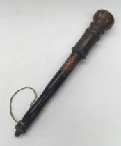 A fine quality Victorian 19th century tipstaff. Turned hardwood body, with ebonised handle and Royal