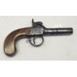 A mid-19th century screw barrel percussion boxlock pocket pistol in the Birmingham trade pattern.
