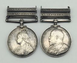 A Boer War medal pair, awarded to 59862 Gunner Arthur Davison of the 17th Battery,Royal Field