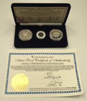 A 2005 issued Pearl Harbour .999 silver proof coin set, by Honolulu Mint, with fitted case and