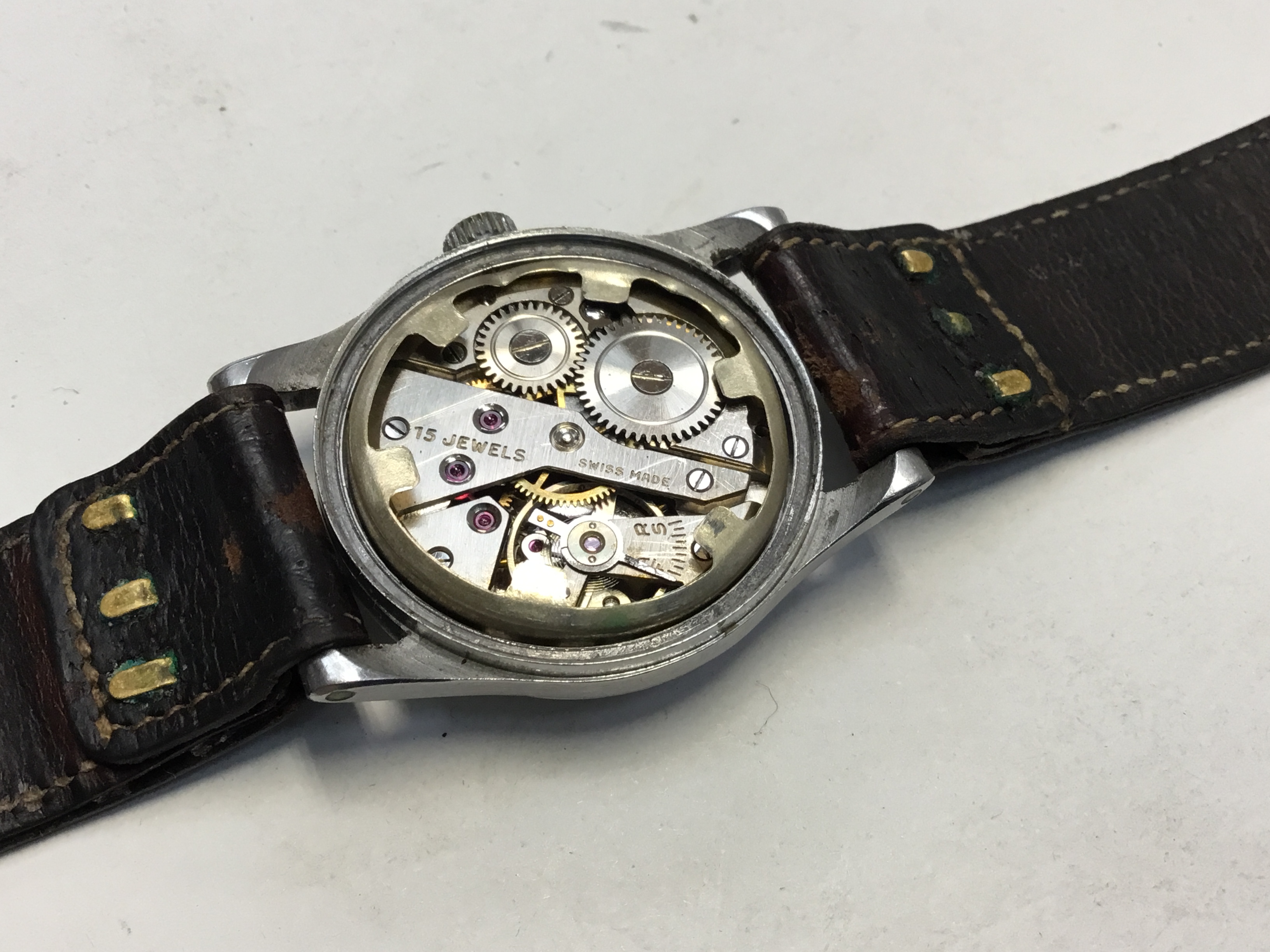 A Swiss gents ‘GMT’ 1940's 15 jewels GMT military wristwatch, comprising a signed silvered round - Image 2 of 6