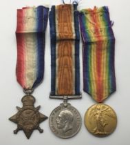 A WW1 1914 Star trio, awarded to 3301 Pte Sidney Hudson of the 1st Royal Warwickshire Regiment. To
