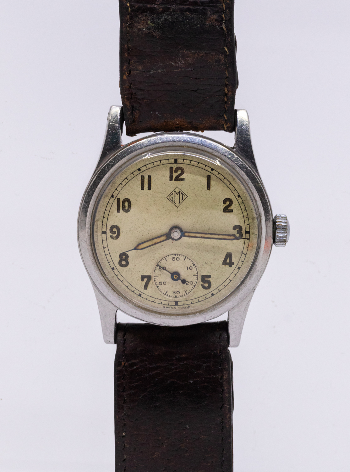 A Swiss gents ‘GMT’ 1940's 15 jewels GMT military wristwatch, comprising a signed silvered round - Image 3 of 6