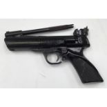 Webley Tempest classic style British air pistol in .22" all black finish with no visible number.