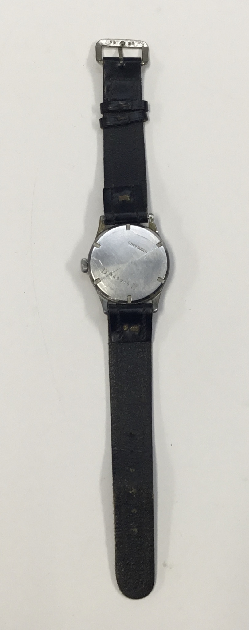 A WW2 era German Wehrmacht issued Grana wristwatch. Black dial with subsidiary dial, and luminescent - Image 5 of 7
