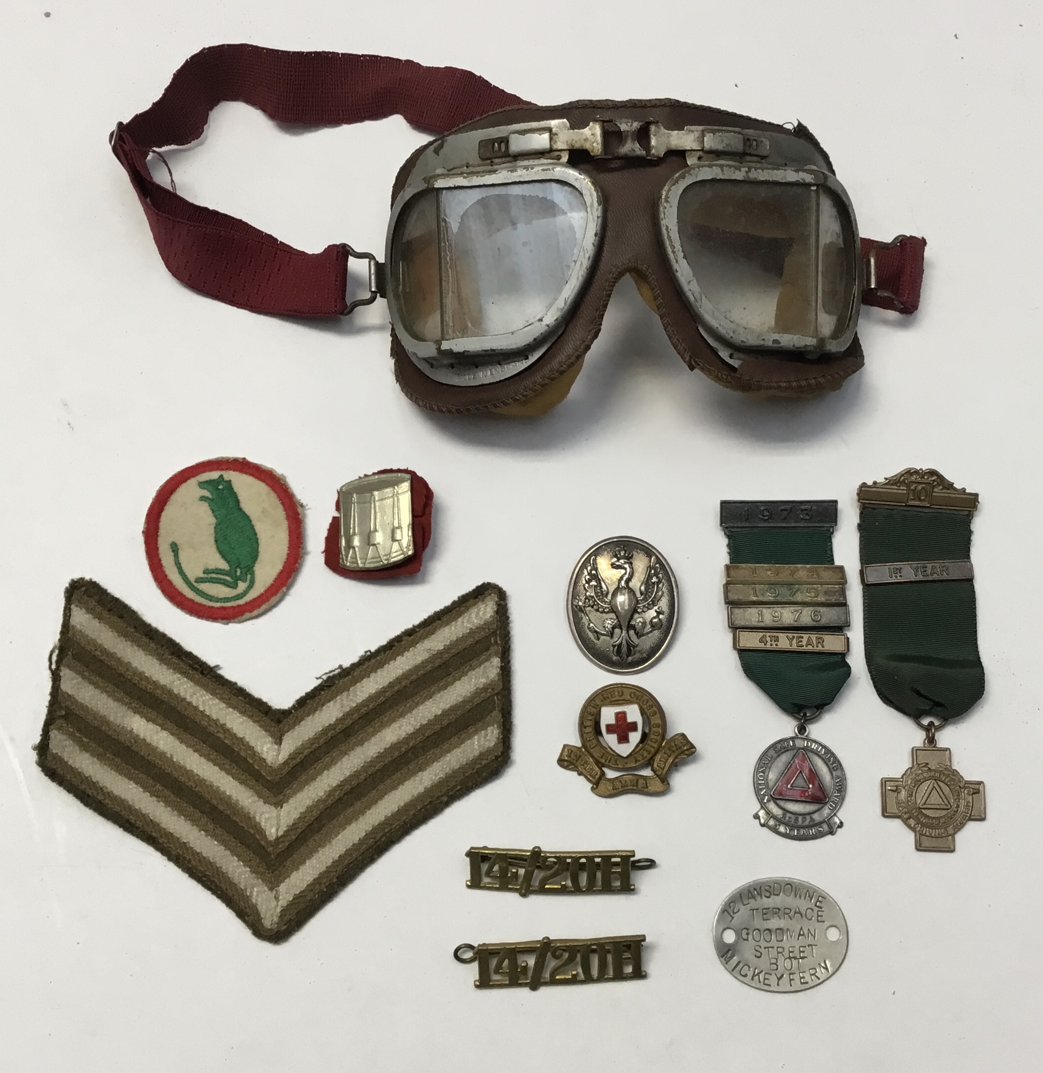 A selection of WW2 and post war badges and patches, plus other items related to Michael Fern of