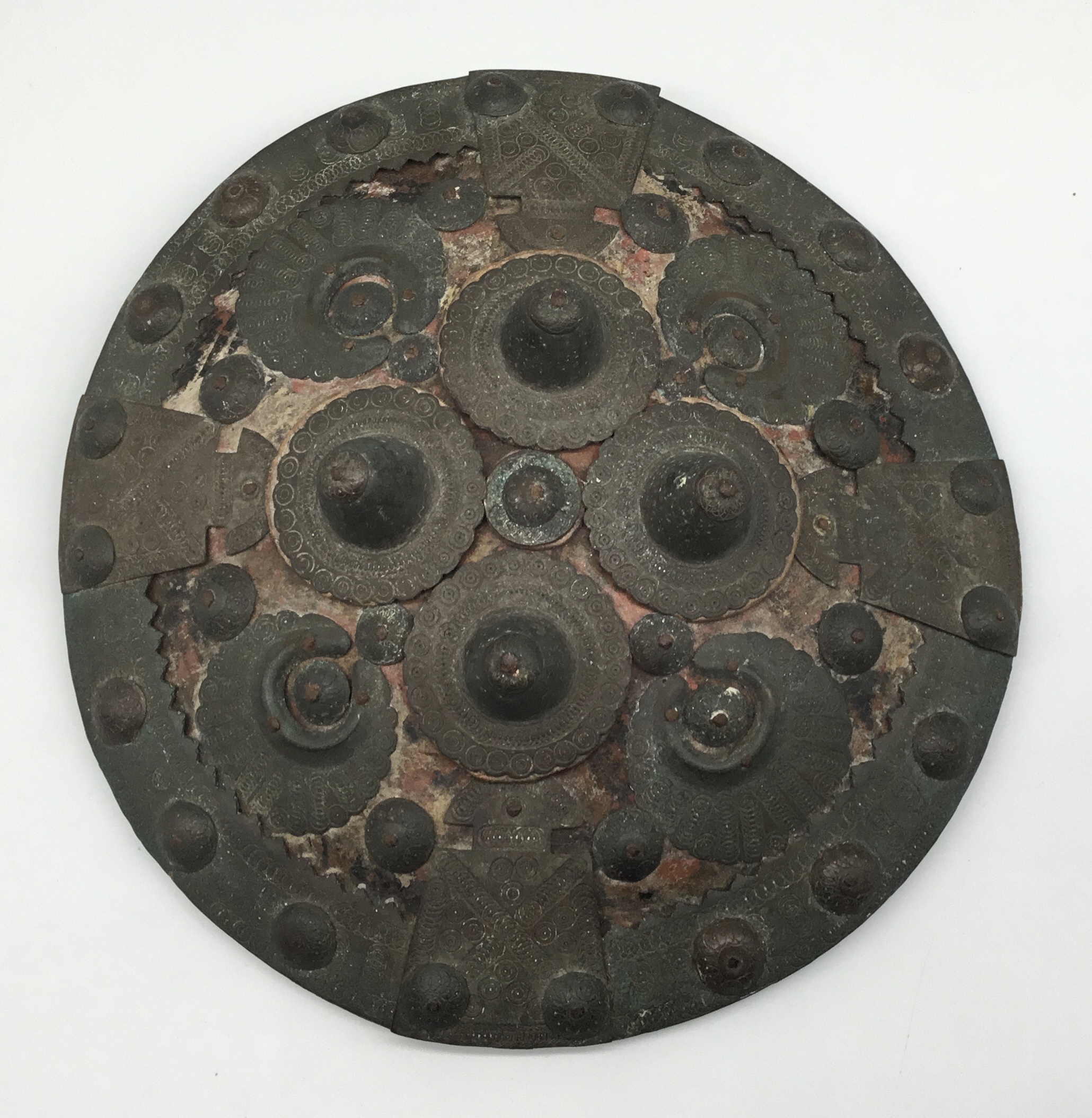 A late 19th century Indo-Persian Dhal or parrying shield. Thick hide construction and of slightly