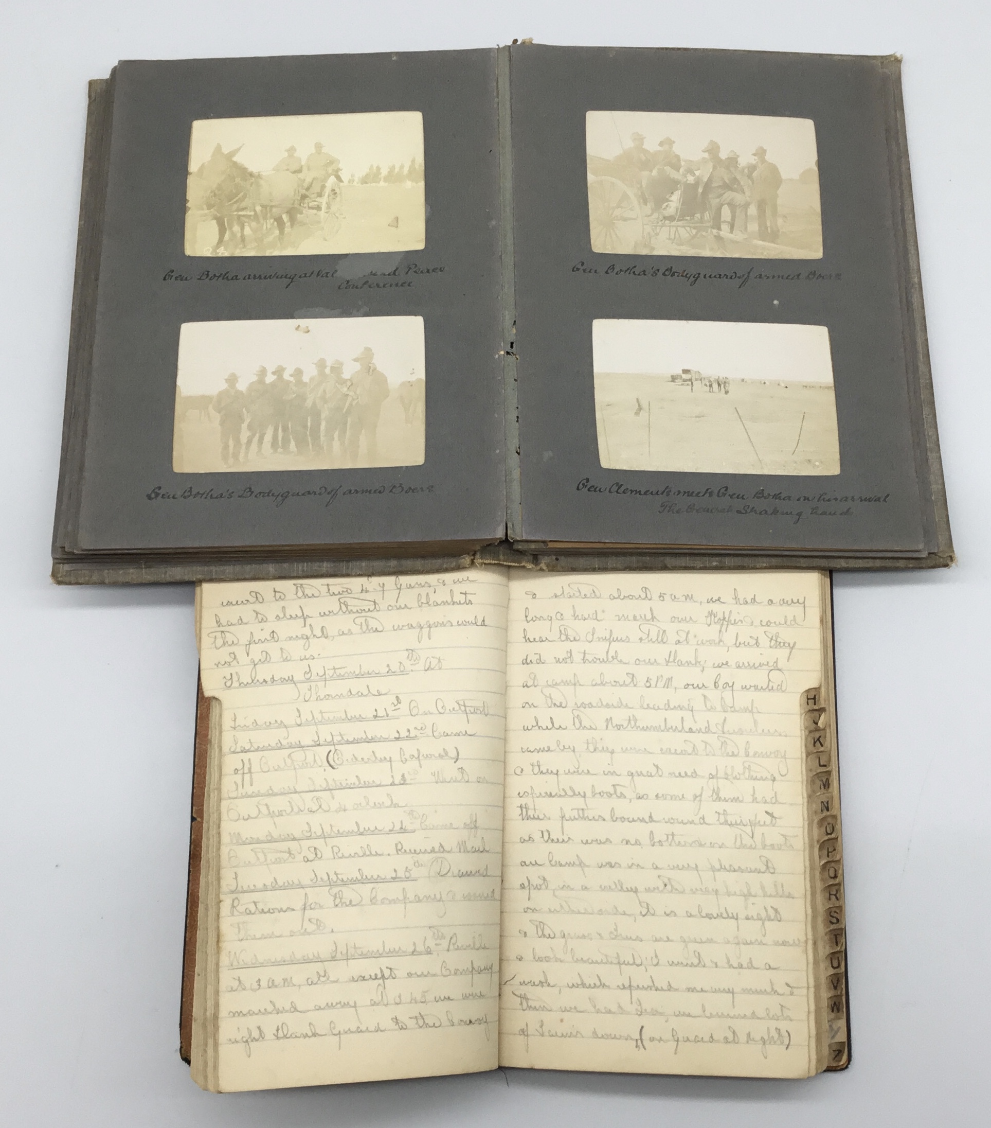 A fascinating and scarce early 20th century Boer War era photograph album, and diary, once belong to