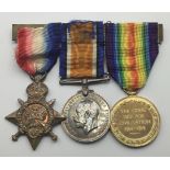 A WW1 1914 Star trio, awarded to 6908 Pte / Acting Sgt Thomas Brown of the 1st (Cameronian) Scottish