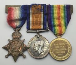 A WW1 1914 Star trio, awarded to 6908 Pte / Acting Sgt Thomas Brown of the 1st (Cameronian) Scottish