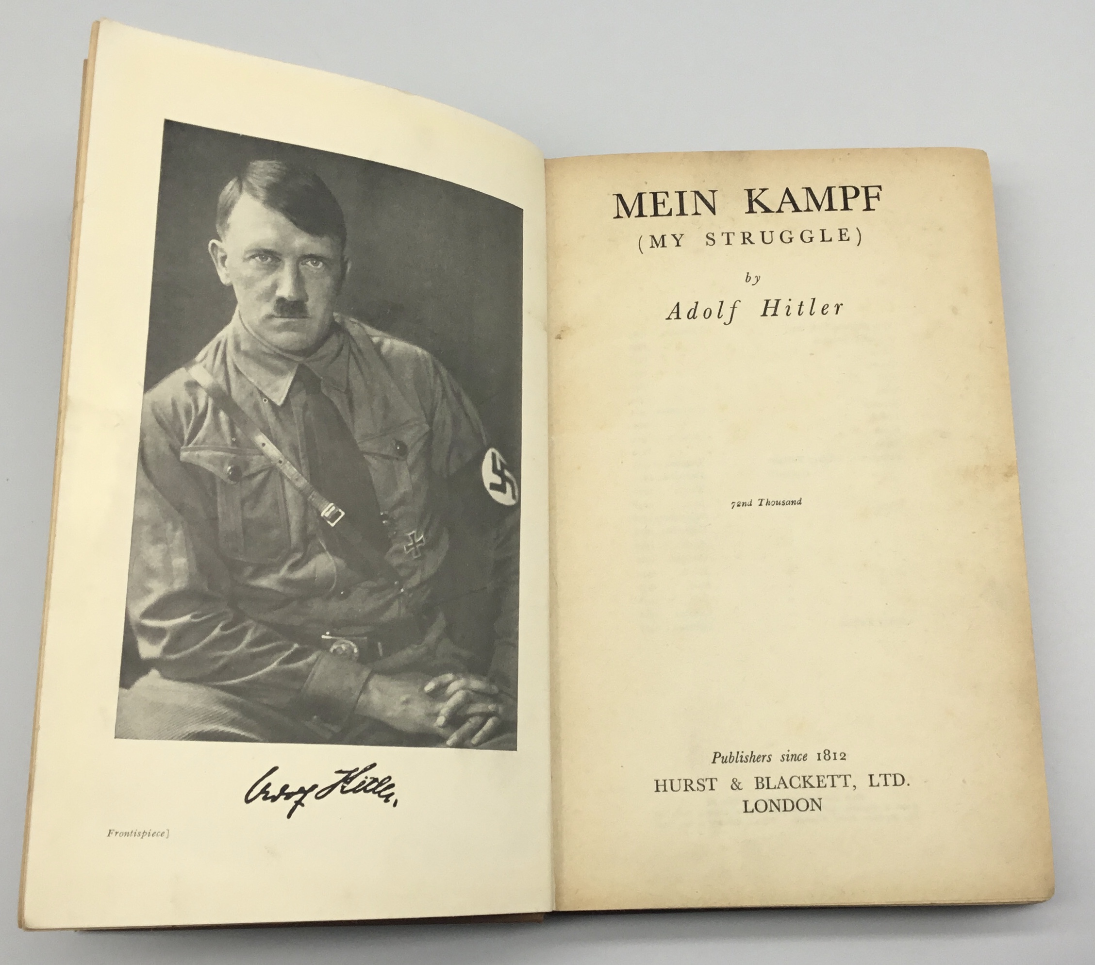 A selection of WW1 and WW2 related German items. A 1938 English edition of Mein Kampf (My Struggle), - Image 5 of 9